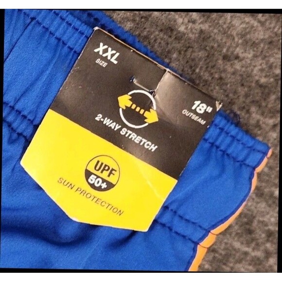 Speedo Swim Trunks UPF 50+ XXL Blue Orange Shorts Mesh Lining Pockets New - Picture 2 of 6